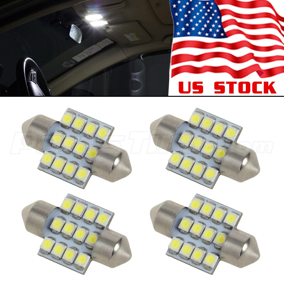 4x White 12SMD DE3175 LED Bulbs for Car Interior Dome Map Lights 12V eBay
