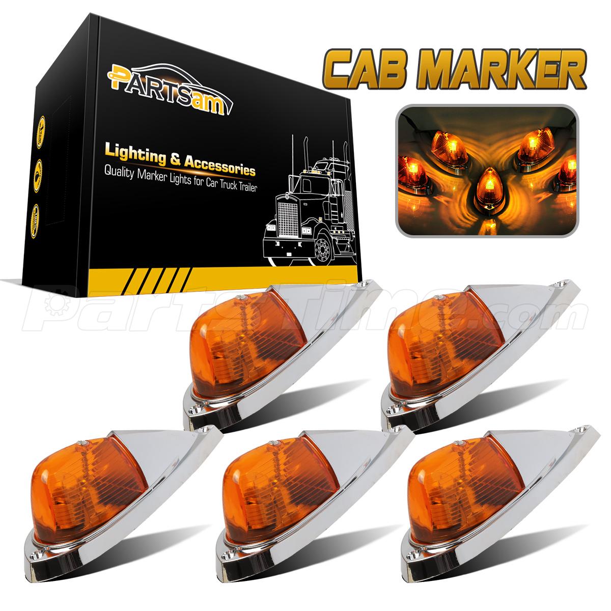 5X Universal Teardrop Style Amber Cab Roof CLEARANCE Marker Lights Kit